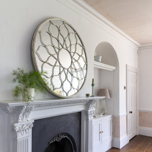 Decorative Round Mirror Antique White