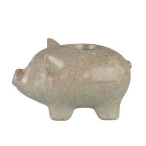 Natural Stoneware Pig Candle Holder