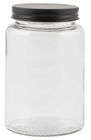 Black Lid Glass Storage Jar