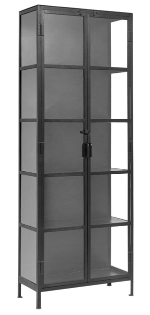 Black Iron And Glass Cabinet.
