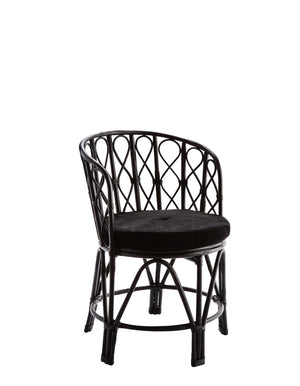 Black Bamboo Circular Chair With Velvet Seat Pads