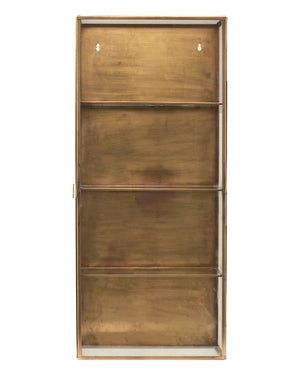 Four Shelved Glass and Brass Wall Cabinet