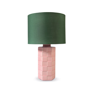 Pink Check Green Shade Table Lamp