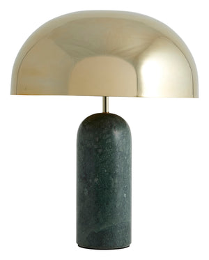 Brass Domed and Green Marble Table Lamp