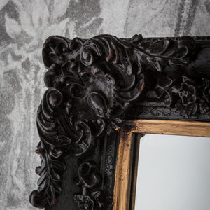 Antique Black Baroque Rectangle Mirror