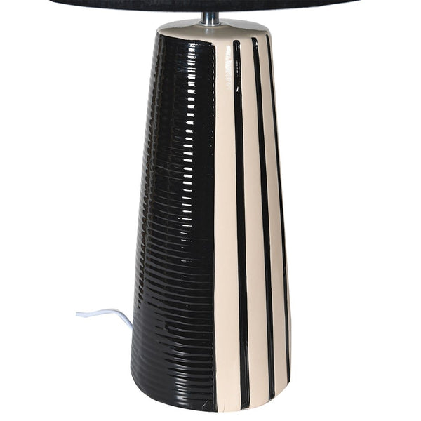 Lamp Shade Black Label style lampupコラボ Black and Cream Stripe Lamp with Black Shade - The Forest & Co.