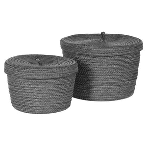 Set of Two Grey Woven Baskets