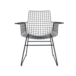 Black Metal Wire chair with Arms.