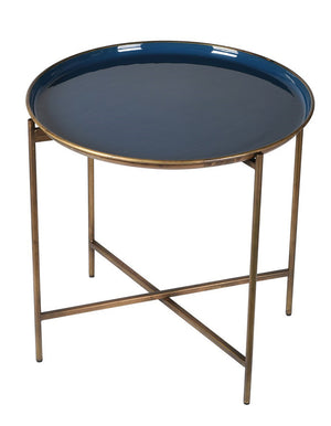 Antique gold and blue enamel tray table