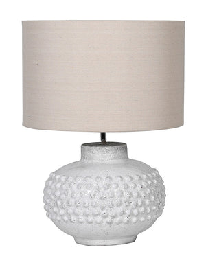 Textured Ceramic lamp with Linen shade