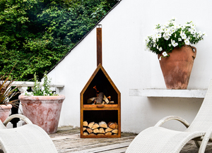 Tall Chimney Outdoor Fireplace in Black or Rust