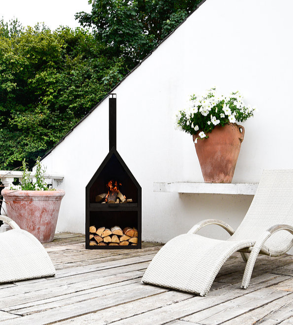 Tall Chimney Outdoor Fireplace in Black or Rust The Forest Co