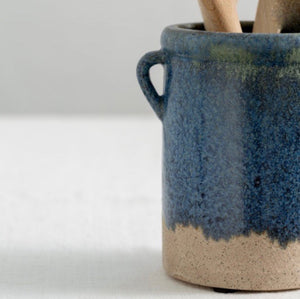 Ceramic Bluey/Green Dipped Storage Jar