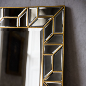 Large Rectangle Gold And Bevelled Mirror