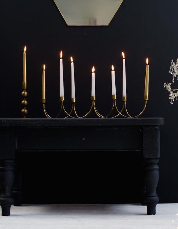 Golden Curved Seven Candle Holder