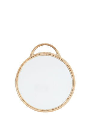 Bamboo Circular Wall Mirror with Handle