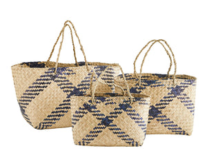 Colourful Striped Seagrass Baskets With Handles