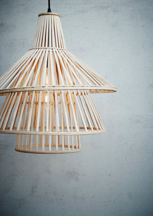 Bamboo or Rattan Tiered Pendant Light