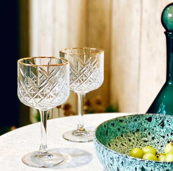 Gold Rimmed Cocktail Glasses (Set of 2) - Limited Abode