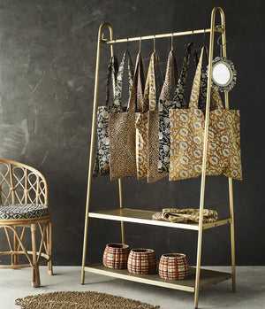 Brass Clothes Rail With A Double Shelf PRE ORDER