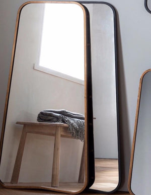 Tall Gold Curved Wall or Leaning Mirror