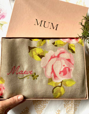 Rose Print Scarf With Gift Card And Box