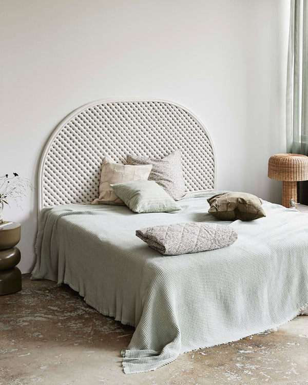 White Rattan Headboard