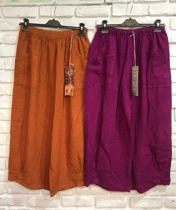 Linen pants 669057 100% LINEN: ROUILLE