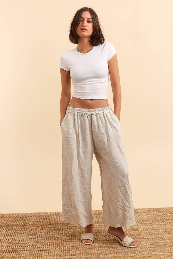 Linen trousers 6272 100% linen: Beige