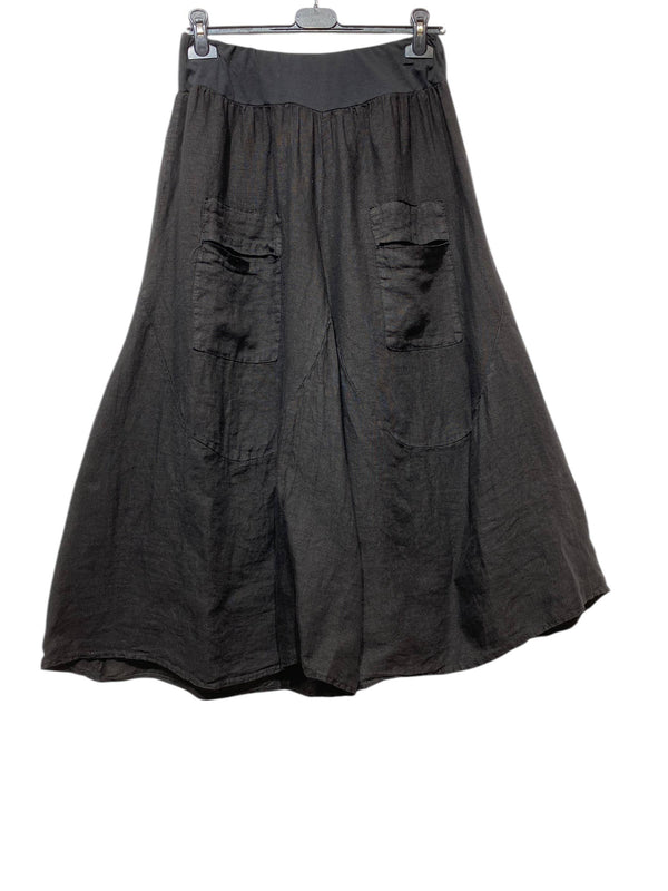 Capri pants 30235 100% linen: Anthracite grey