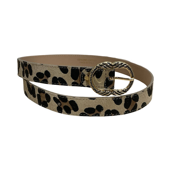 ITALIAN LEATHER BELT 019: Large leopard / M