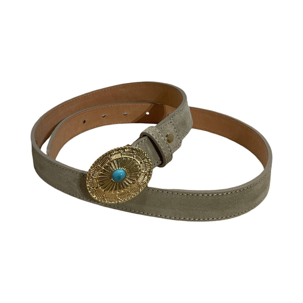 ITALIAN LEATHER BELT 018: Beige-1 / M