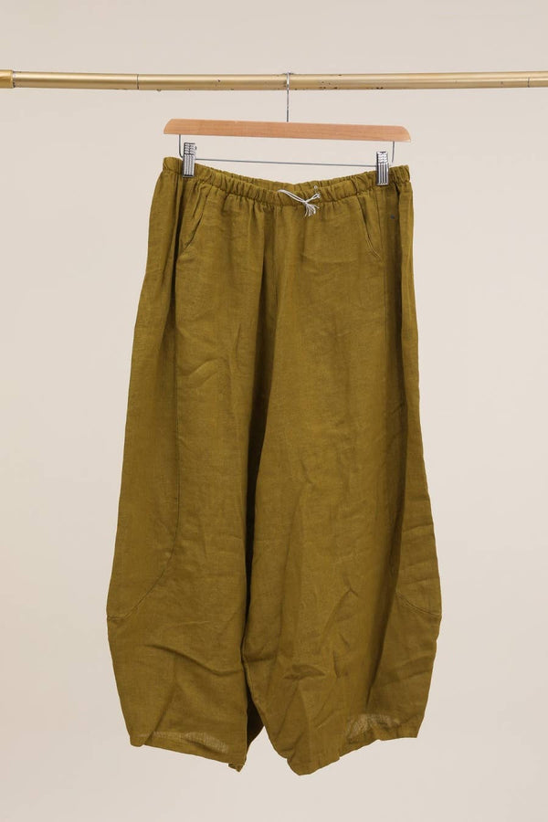Linen pants 669057 100% LINEN: Vert olive