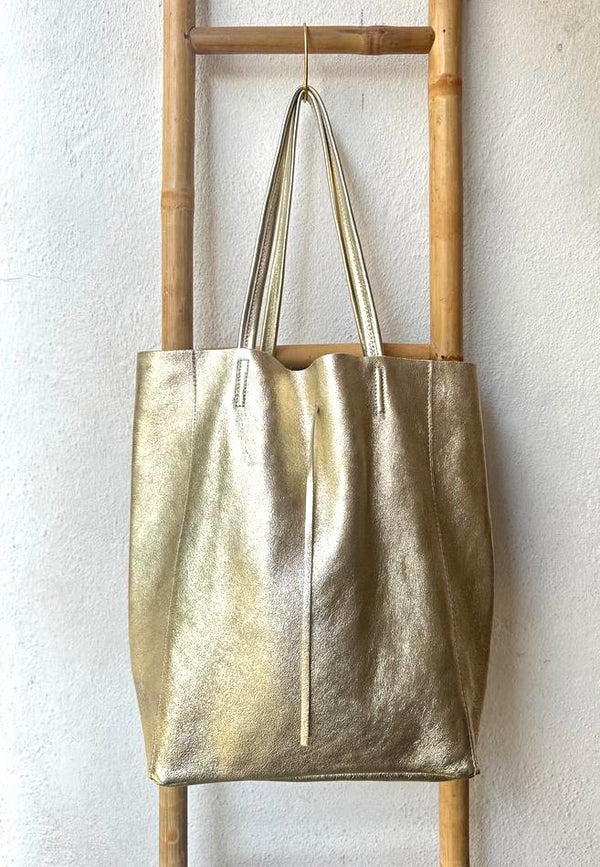 Gold leather Tote Bag