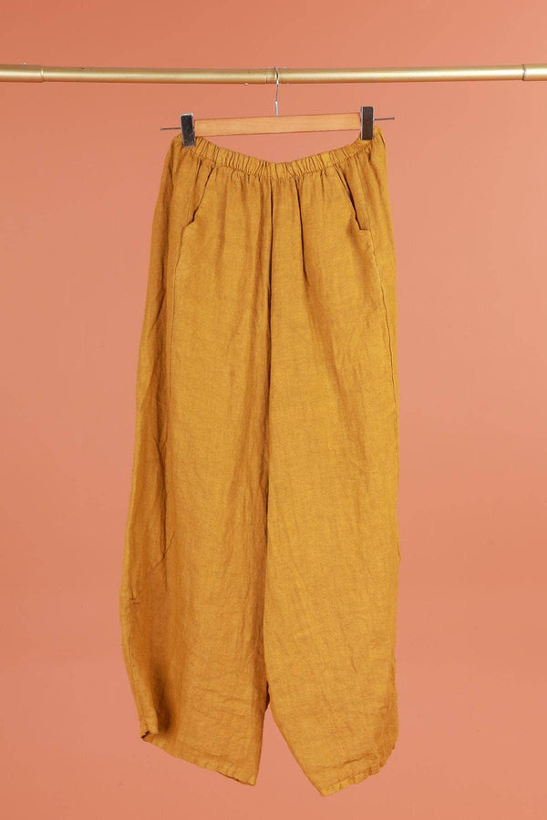 Linen pants 669057 100% LINEN: Moutarde