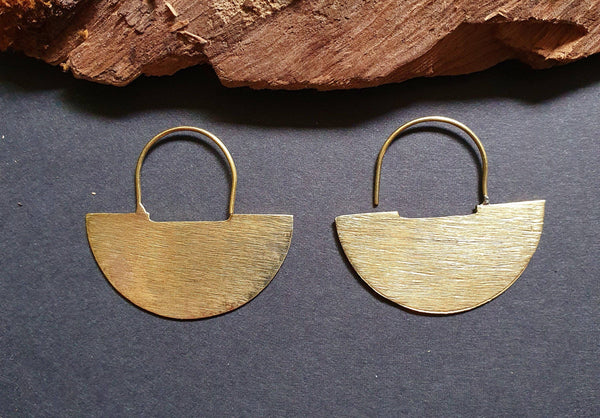Contemporary Brass Minimalist Earrings / Geometric Chic Ethnic Boho Classic Bohemian Chic  Gypsy Spiral Hippie Festival Tribal style