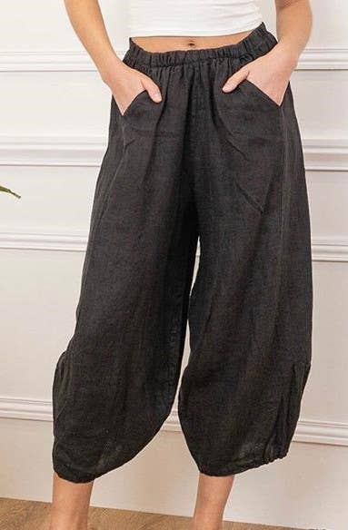 Linen pants 669057 100% LINEN: Anthracite grey