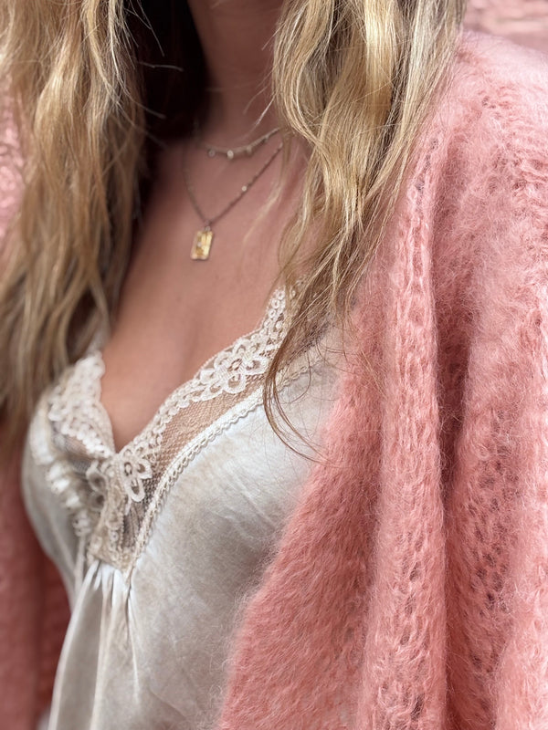 Dusty Rose Mohair Mix Cardigan