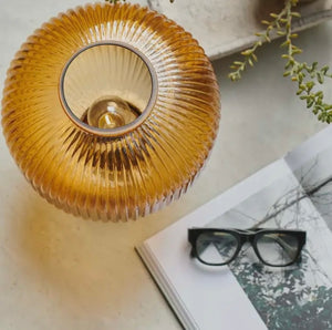 Ribbed  glass LED light in Amber