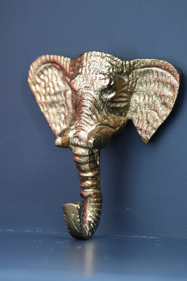 Antique Gold Elephant Head Coat Hook