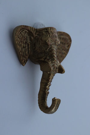 Antique Gold Elephant Head Coat Hook