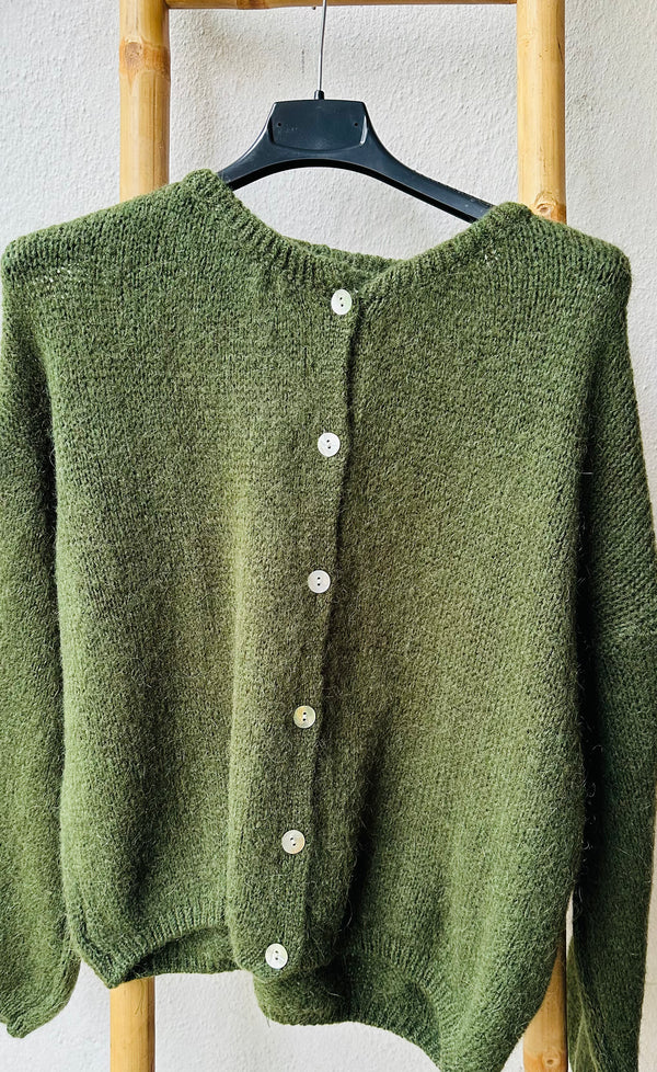 Mohair mix cardigan in Forest Green