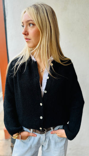 Mohair mix cardigan in Black