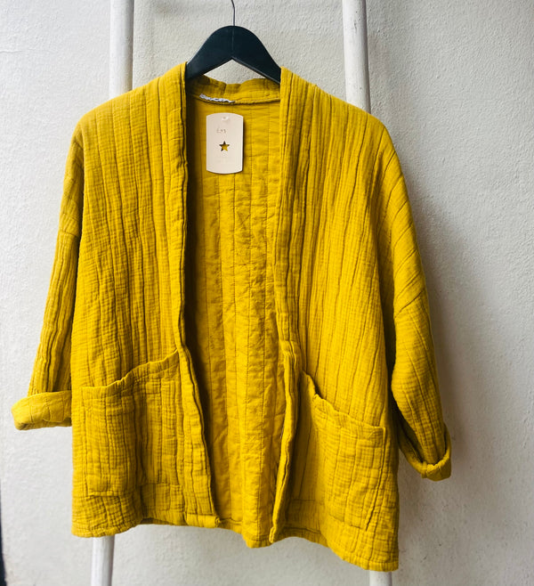 Quilted jacket in mustard