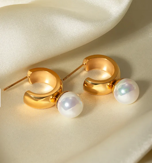 Gold and Pearl Hoops