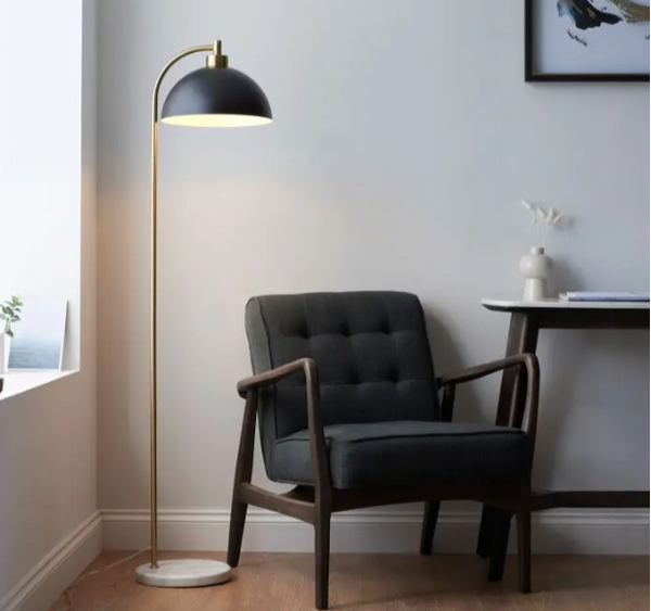 Matt Black & Gold Floor Lamp