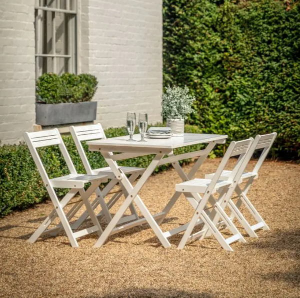 Lindos White Foldaway Dinning Table & Four Chairs