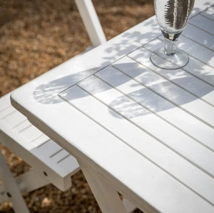 Lindos White Foldaway Dinning Table & Four Chairs