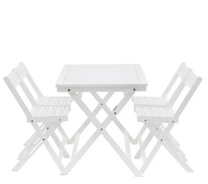 Lindos White Foldaway Dinning Table & Four Chairs