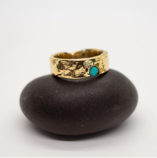 Brass And Turquoise Ring In A Personalised Gift Box